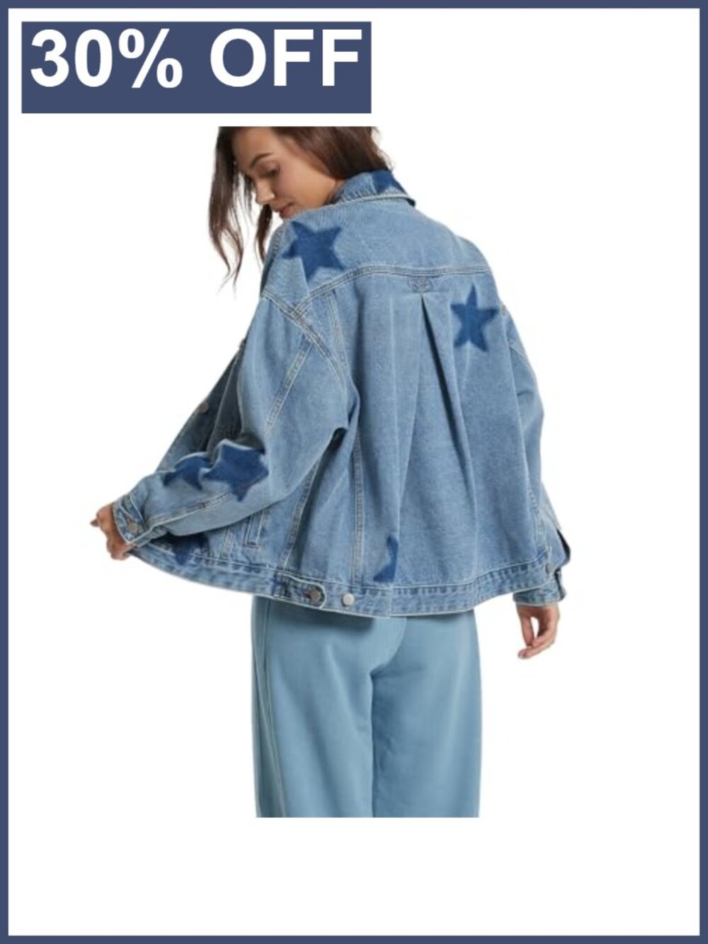 Oversized Denim Button Down Boyfriend Jean Jacket Cotton Blend